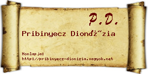 Pribinyecz Dionízia névjegykártya